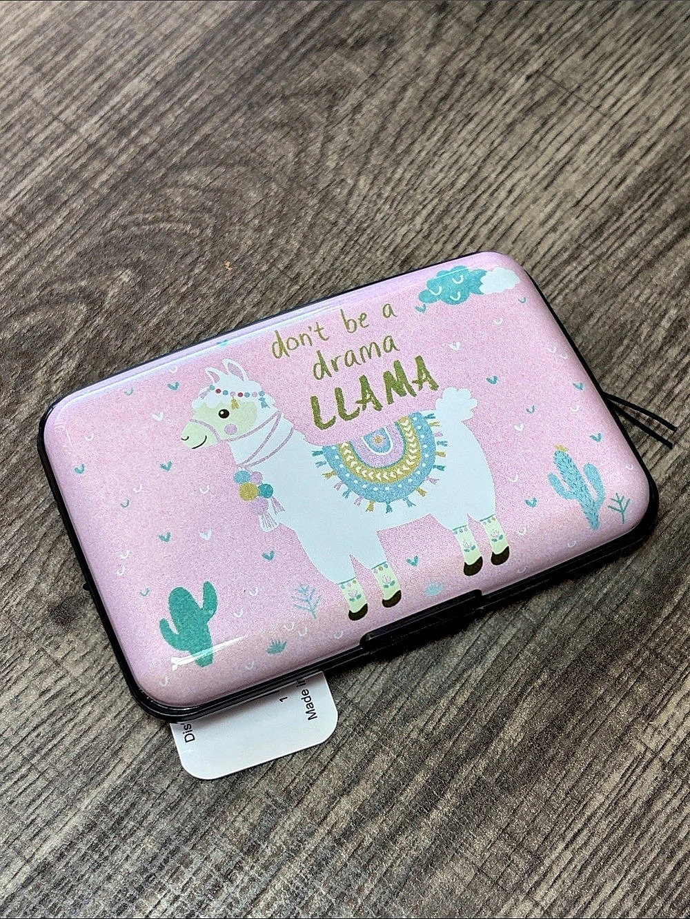 🔥5 for $25🔥 🦙 Z tech Pink “Don’t be a Drama Llama 🦙 Aluminum Wallet